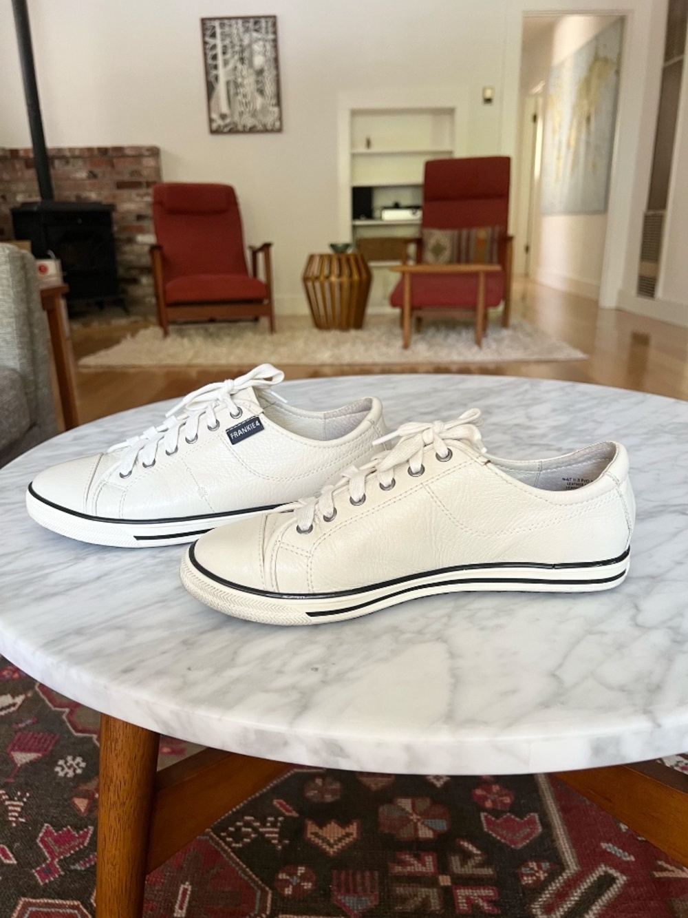 Frankie4 NAT II White Leather Comfort Sneakers Women's 8 - Picture 6 of 10